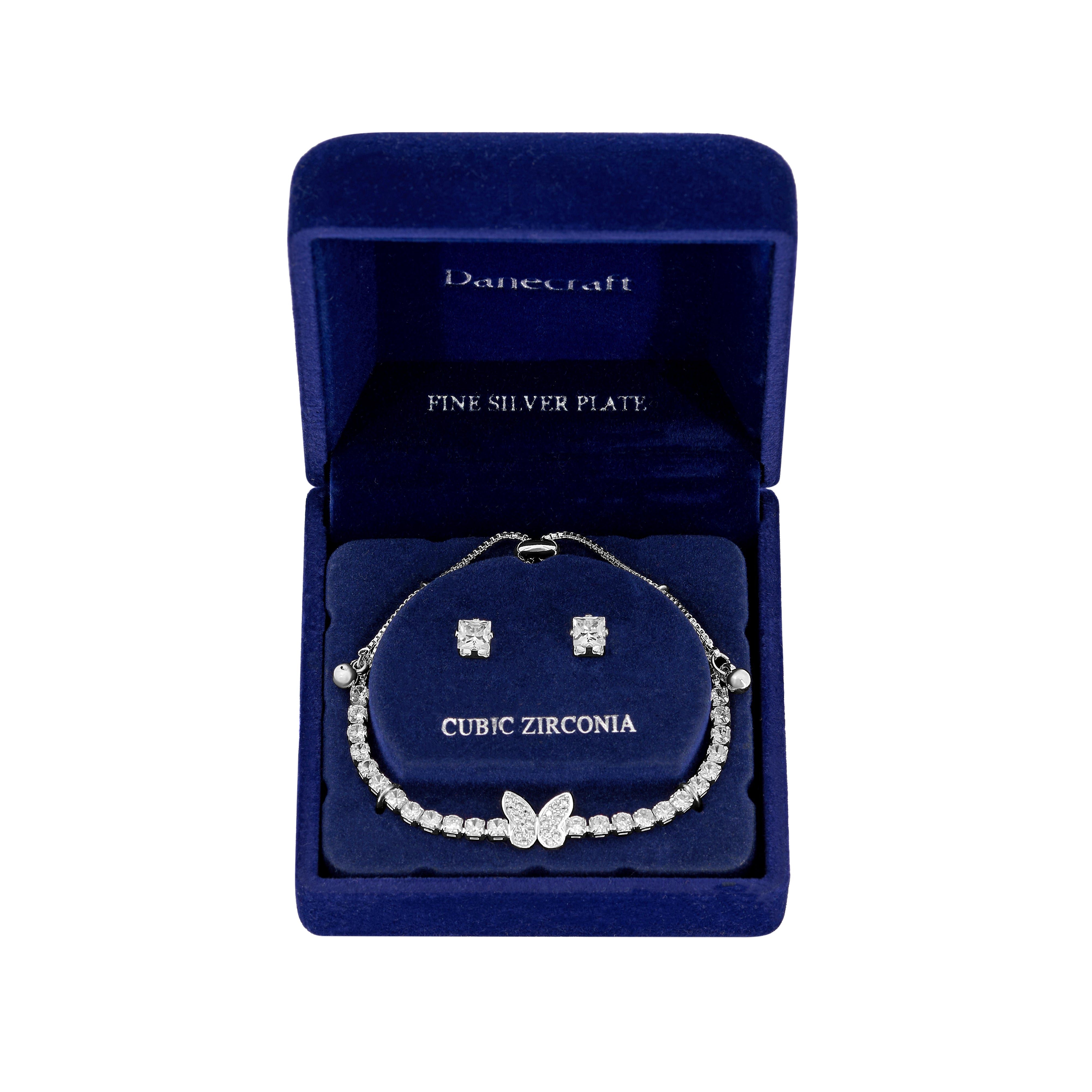 Danecraft Cubic Zirconia Tennis Bracelet & Earrings Set