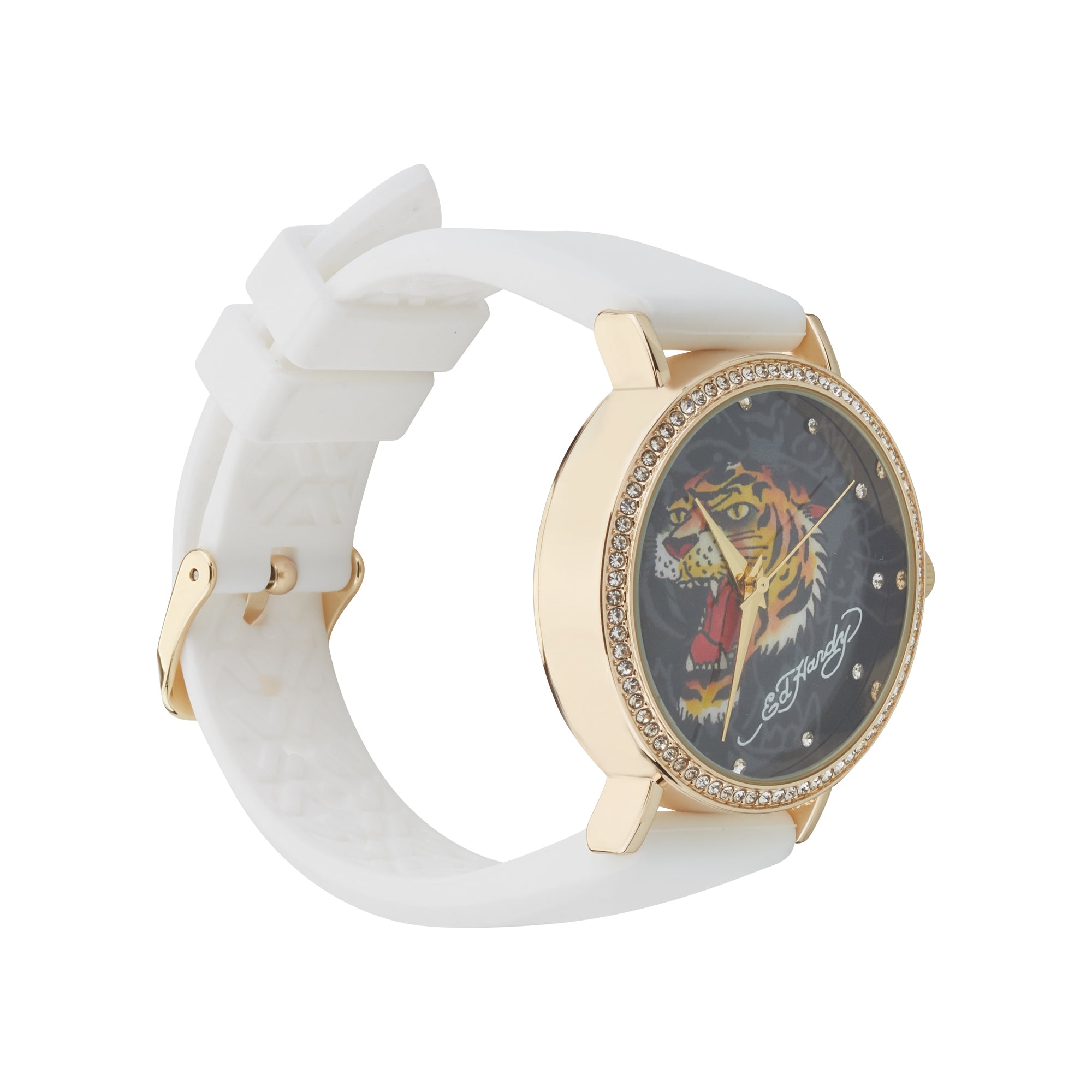 Ed Hardy Ladies Mul(Prt)/White Plain Watch Analog