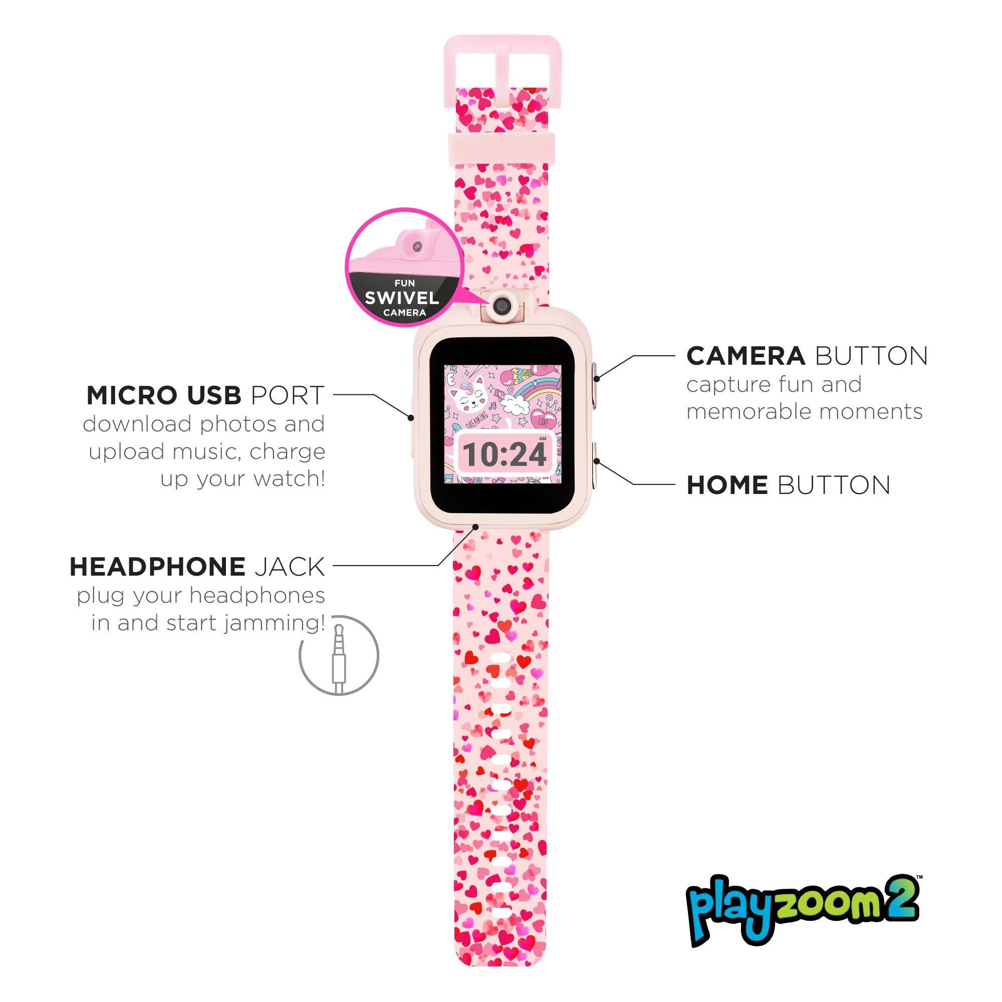 PlayZoom 2 Kids Smartwatch: Blush Hearts affordable smart watch