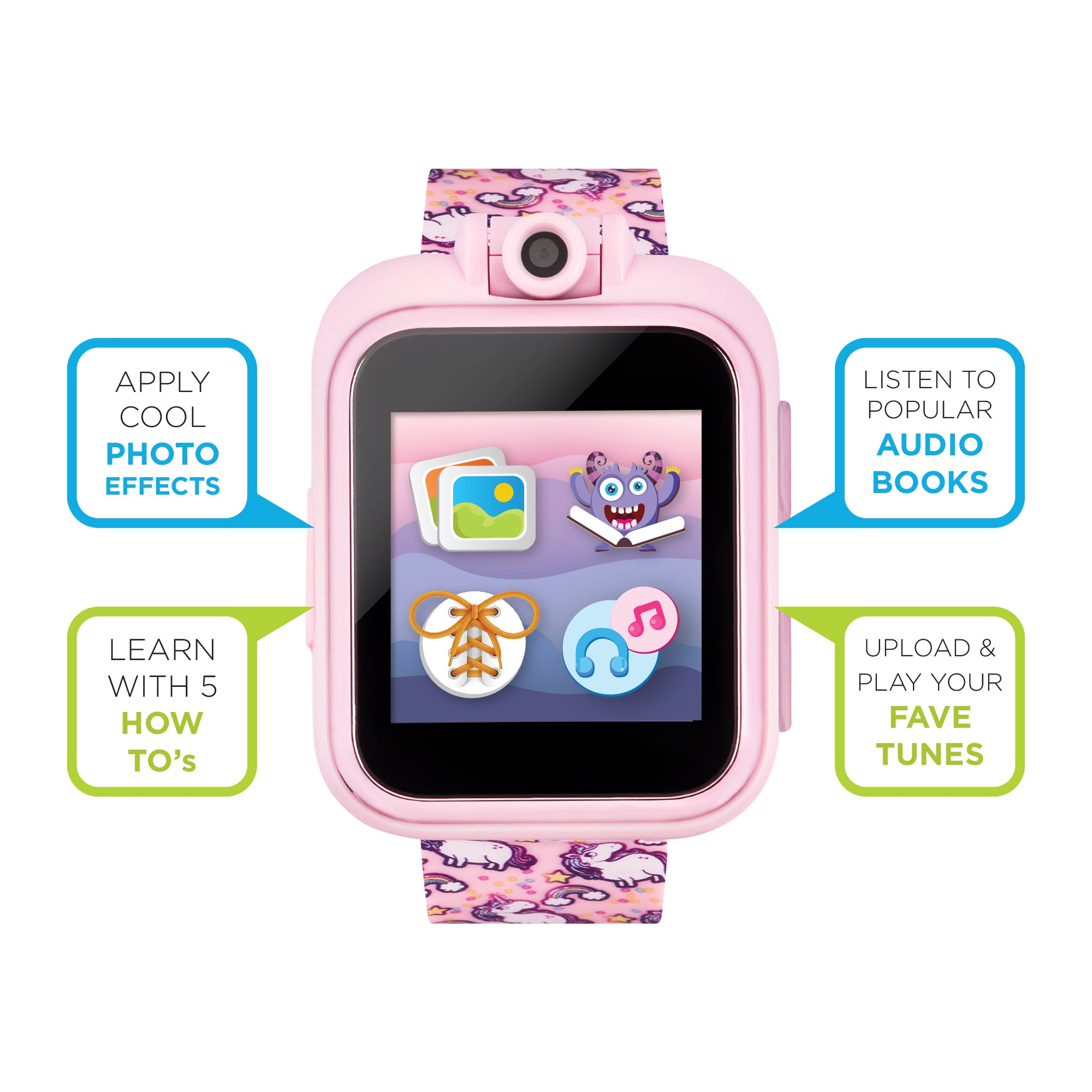 PlayZoom 2 Kids Smartwatch & Earbuds Set: Pink Unicorn Print