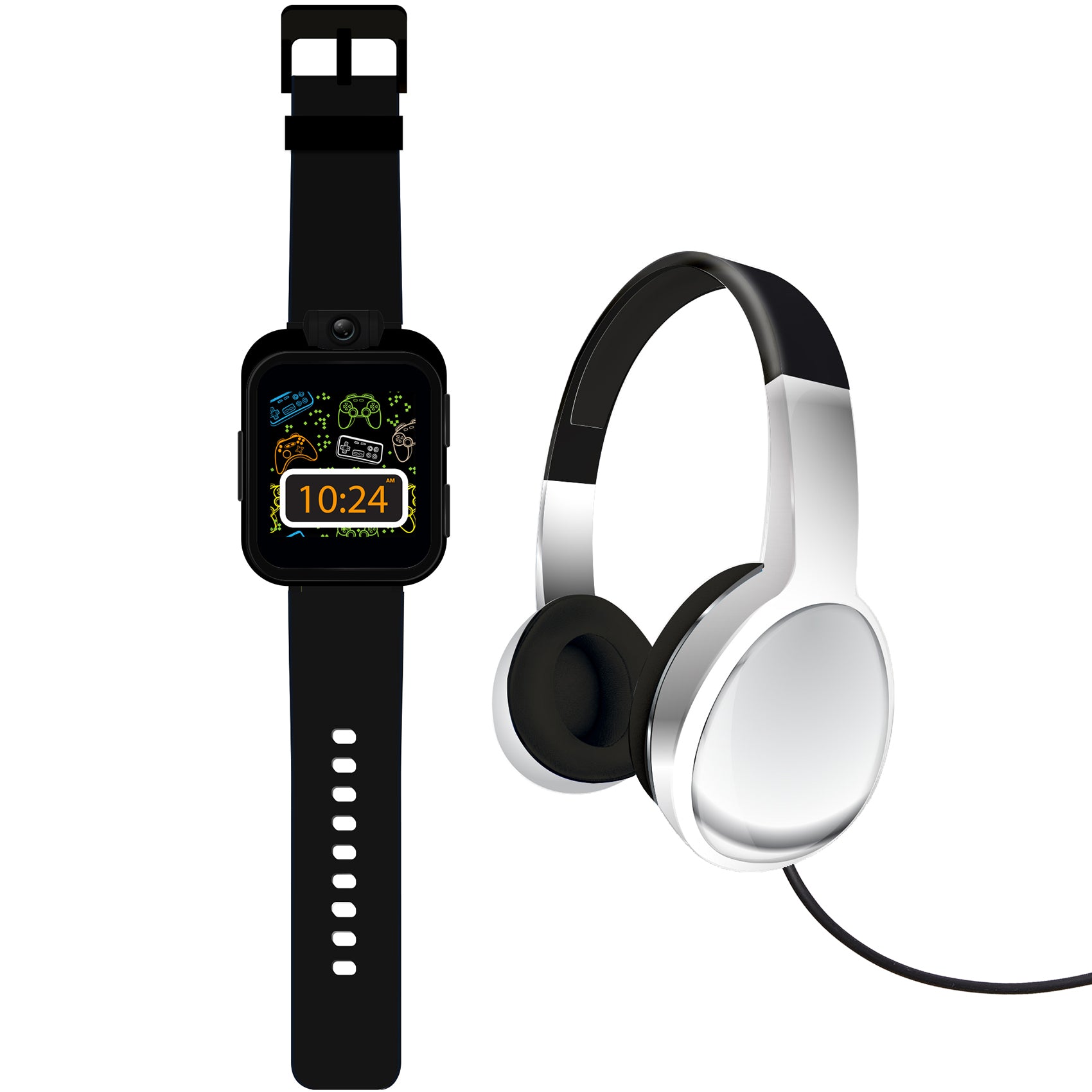 PlayZoom 2 Kids Smartwatch with Headphones: Black & Silver affordable smart watch with headphones