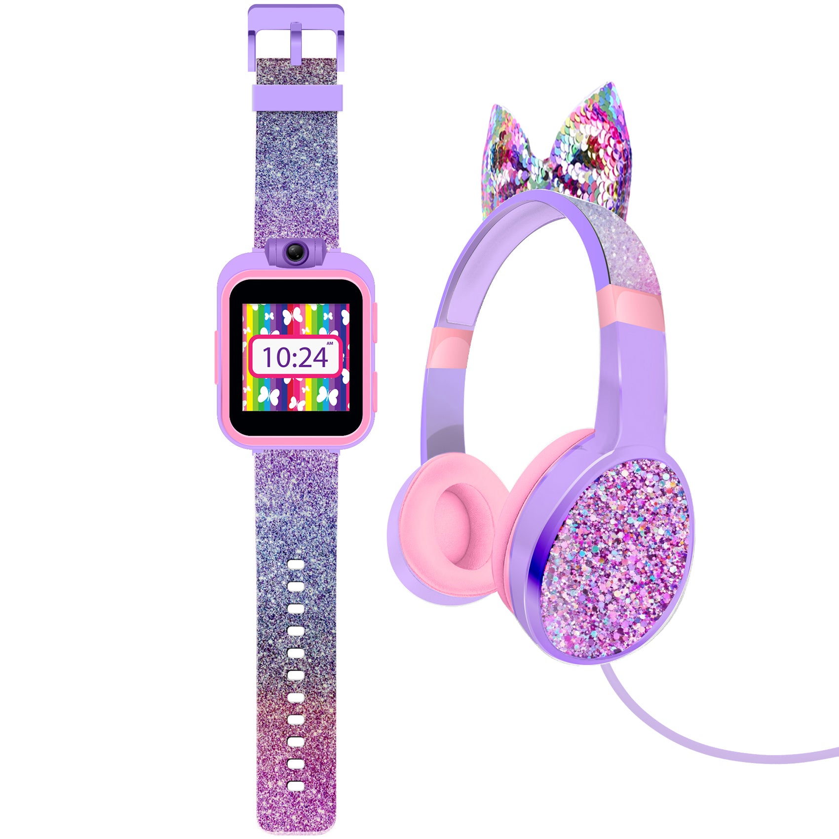 PlayZoom 2 Kids Smartwatch with Headphones: Purple Glitter affordable smart watch with headphone