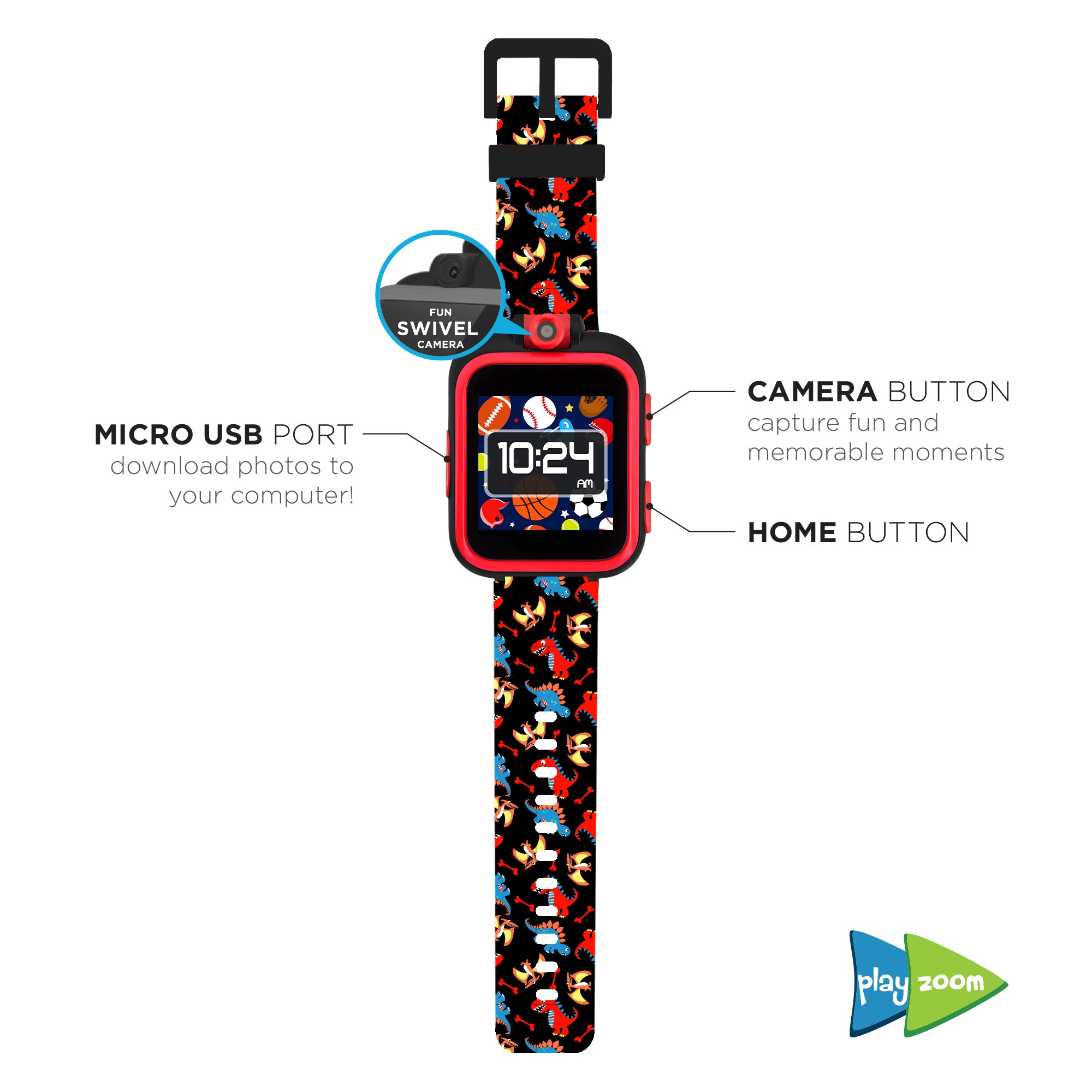 PlayZoom Smartwatch for Kids: Dinosaur Print affordable smart watch