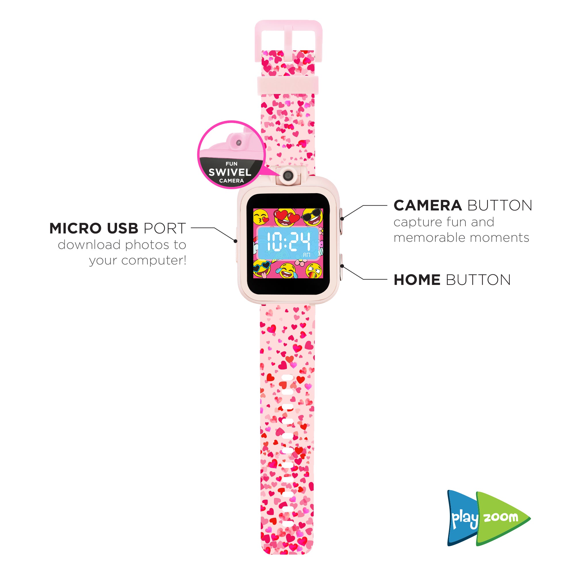 PlayZoom Smartwatch for Kids: Blush Heart affordable smart watch