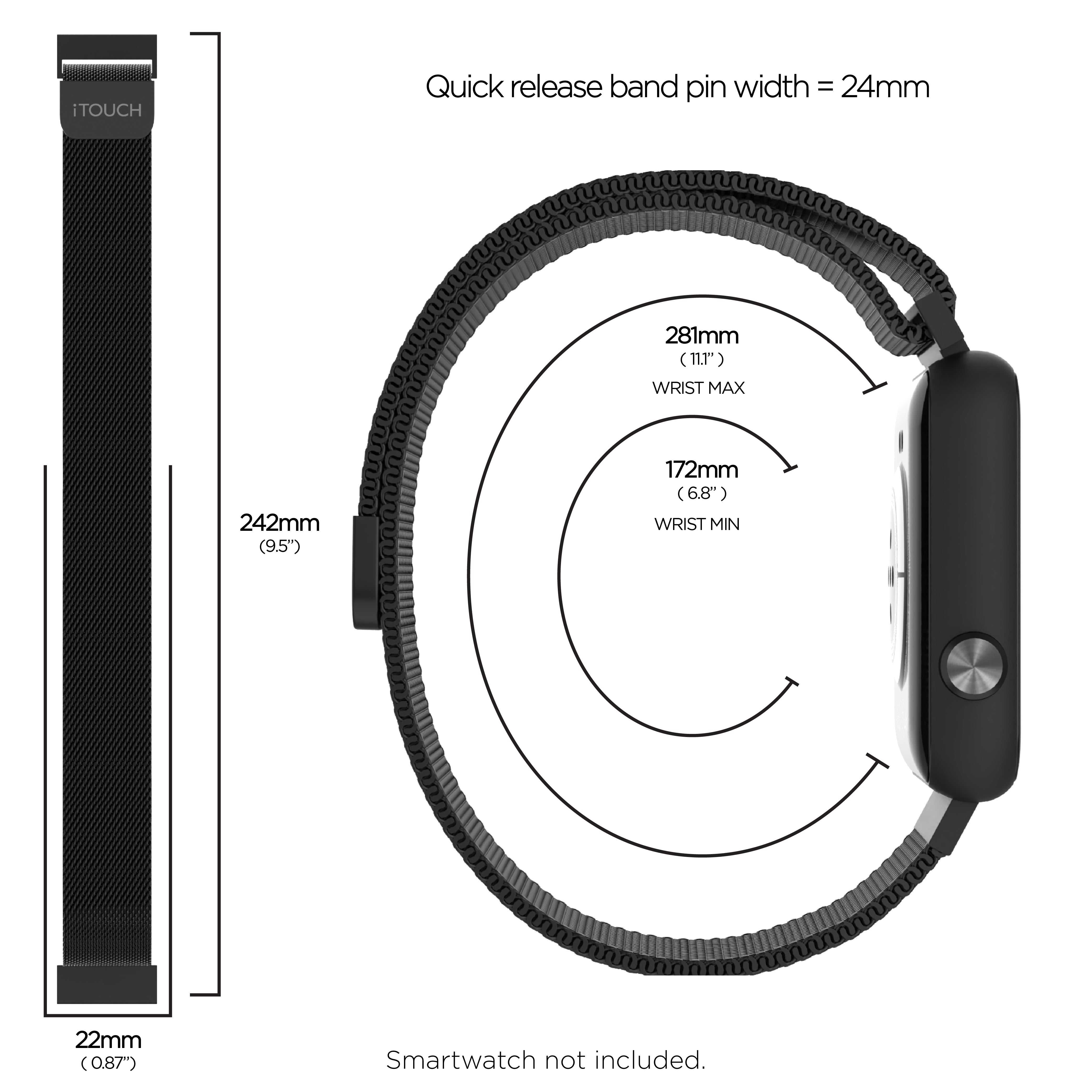 iTouch Air 4 | Jillian Michaels Edition Extra Band: Black Mesh